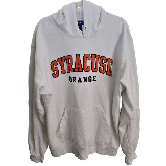 Big Cotton Syracuse Orange Vintage White Hoodie Sweatshirt Size XL - Picture 1 of 6